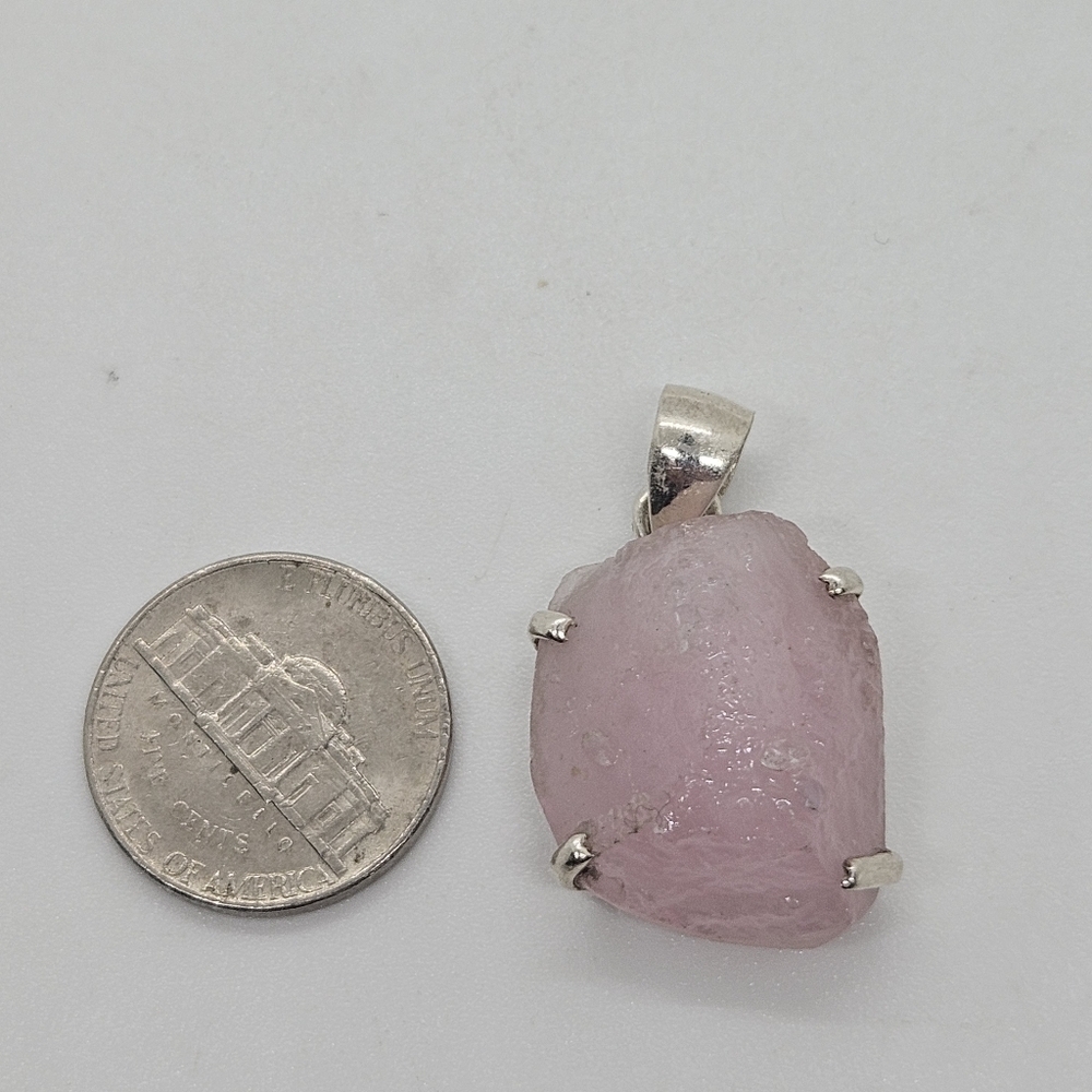 sterling silver rose quartz pendant - Picture 4 of 4